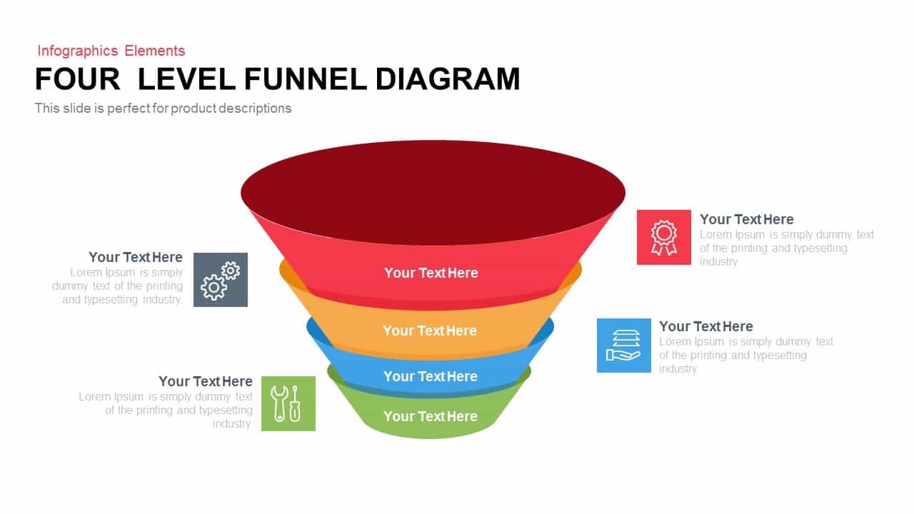 4 Level Funnel Diagram PowerPoint Template and Keynote Slide - Slidebazaar