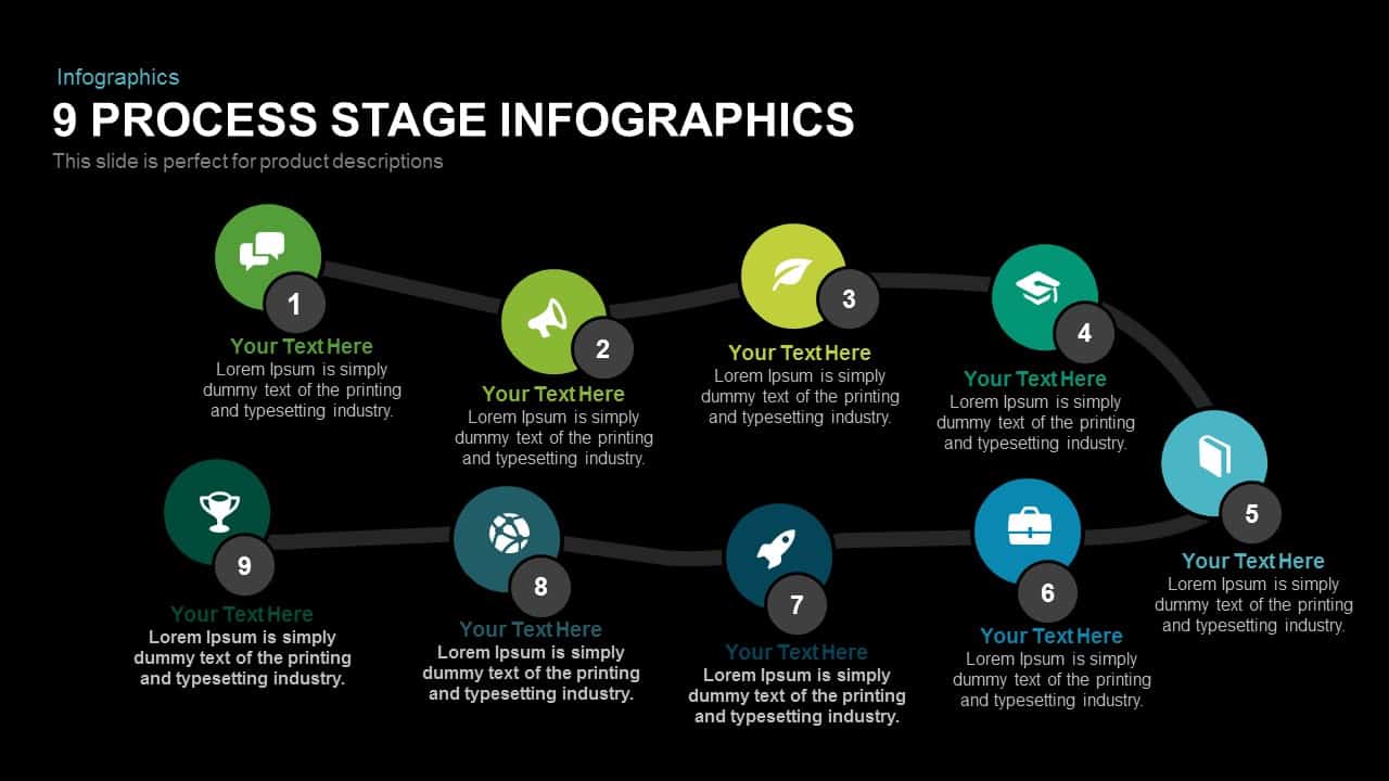 9 Process Stage Infographics Powerpoint Template And Keynote 1065