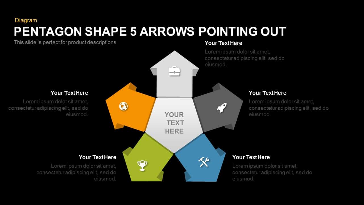 Pentagon Shape 5 Arrows Pointing Out - SlideBazaar