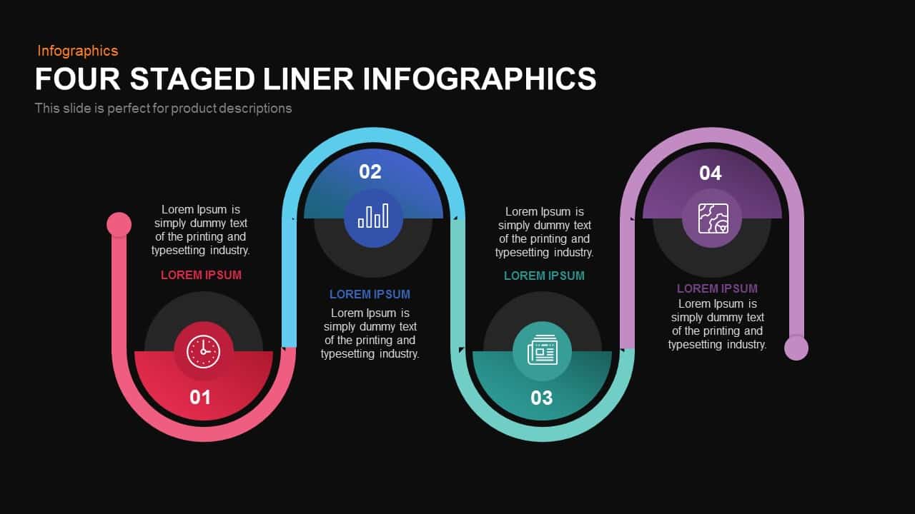 Four Staged Liner Infographics Powerpoint And Keynote Template Slidebazaar 7512