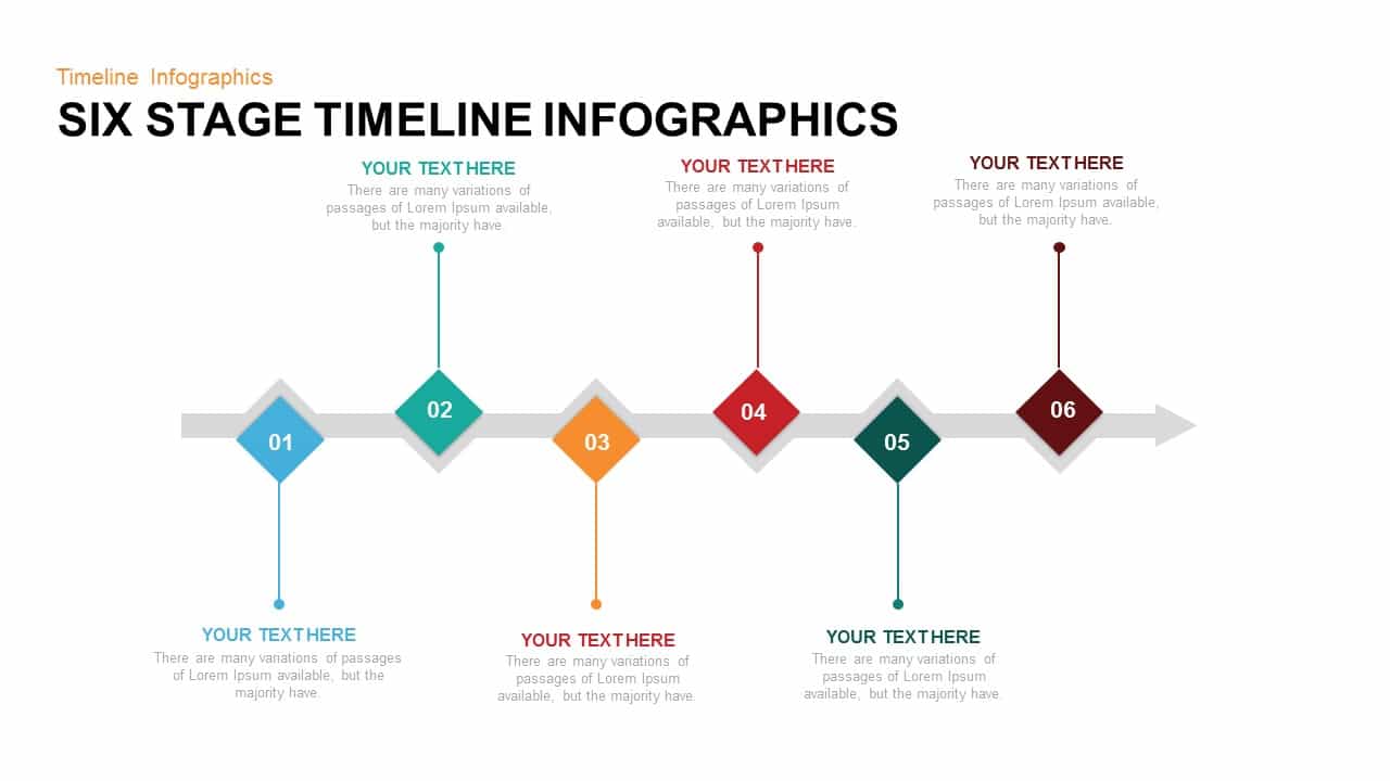 Six Stage Timeline Infographics Powerpoint and Keynote template