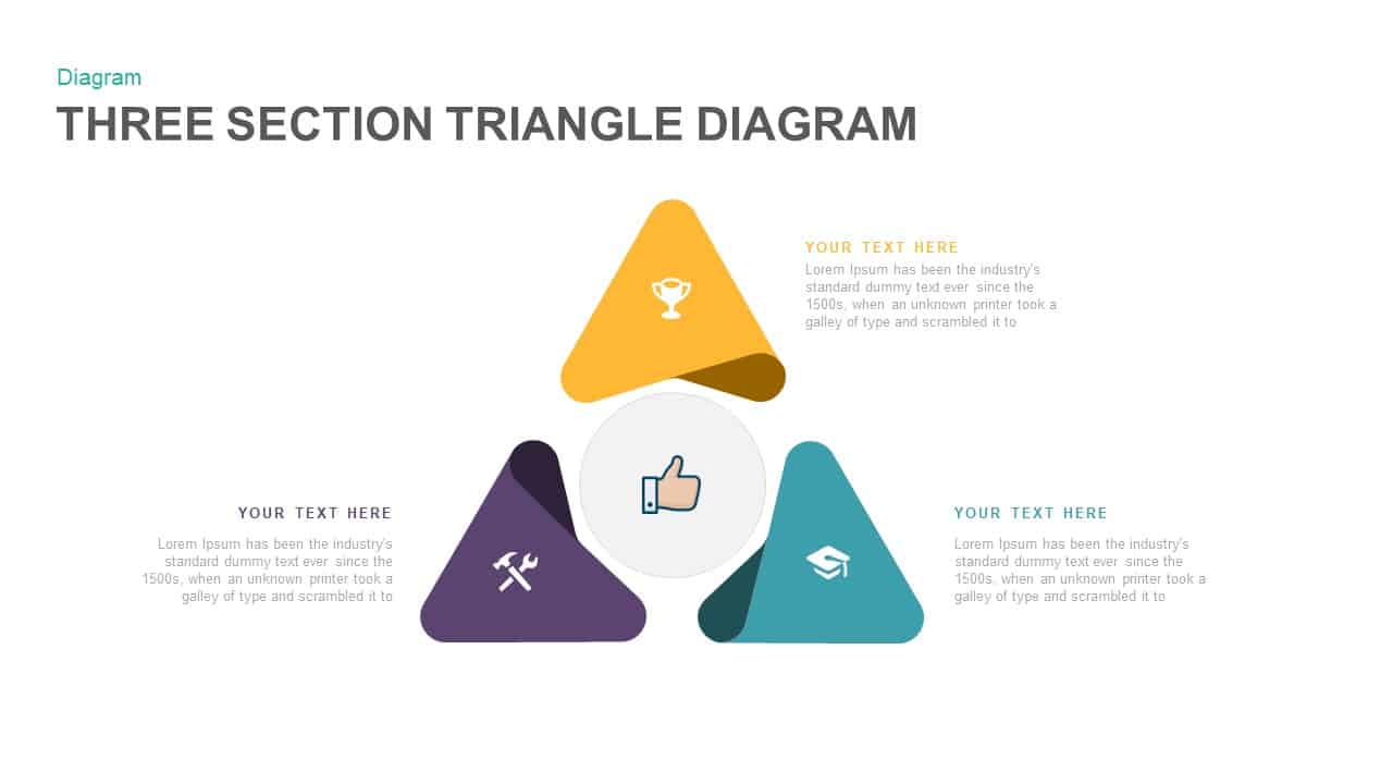 3 Section Triangle Diagram PowerPoint Template and Keynote Slide