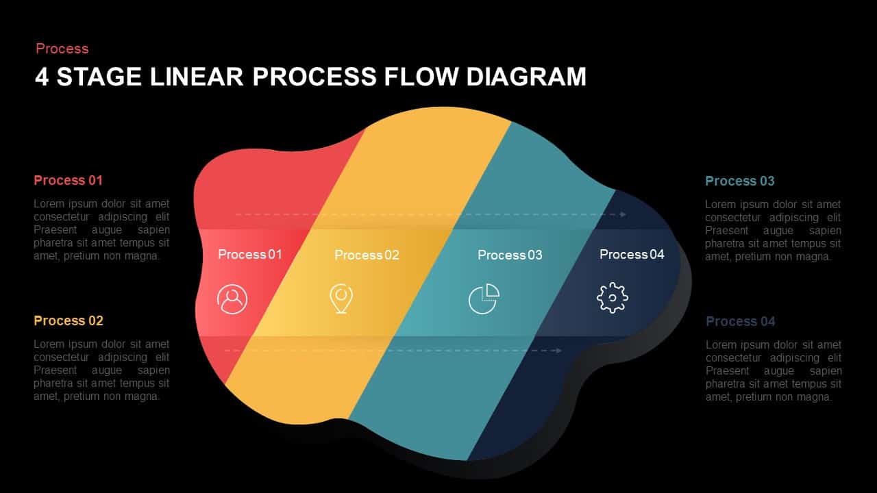 4 Stage Linear Process Flow Diagram Powerpoint Template And Keynote 8327