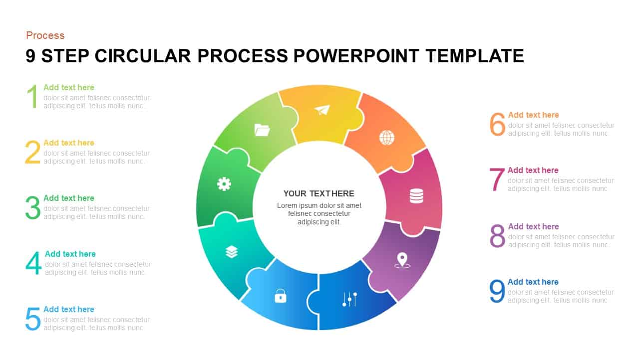 9 Stages Circular Process Powerpoint Templates 2355