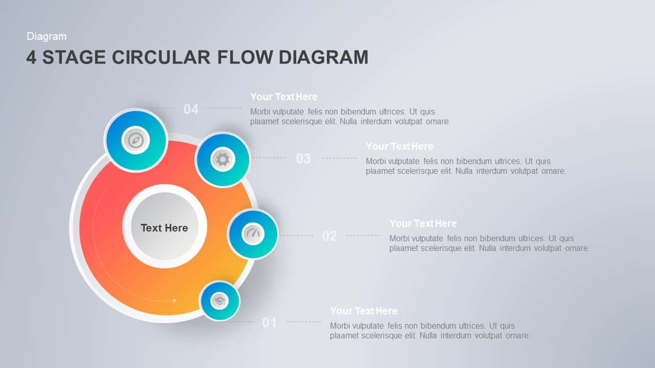 4 Step Circular Flow Diagram PowerPoint Template & Keynote