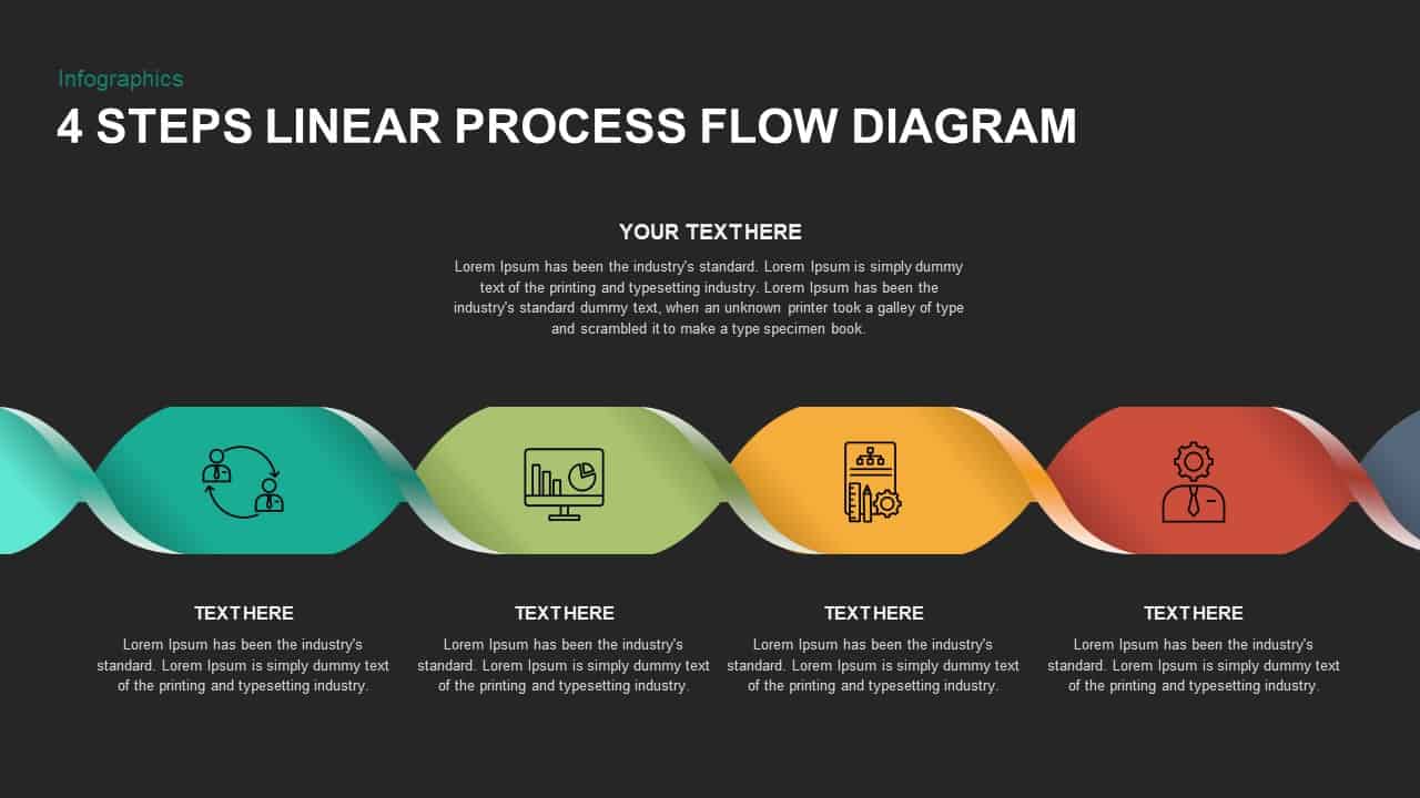 4 Steps Linear Process Flow Diagram Slidebazaar 0810